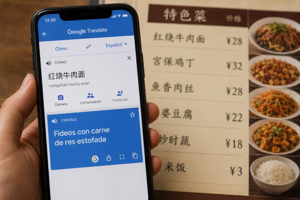 telefono con la aplicación google translate